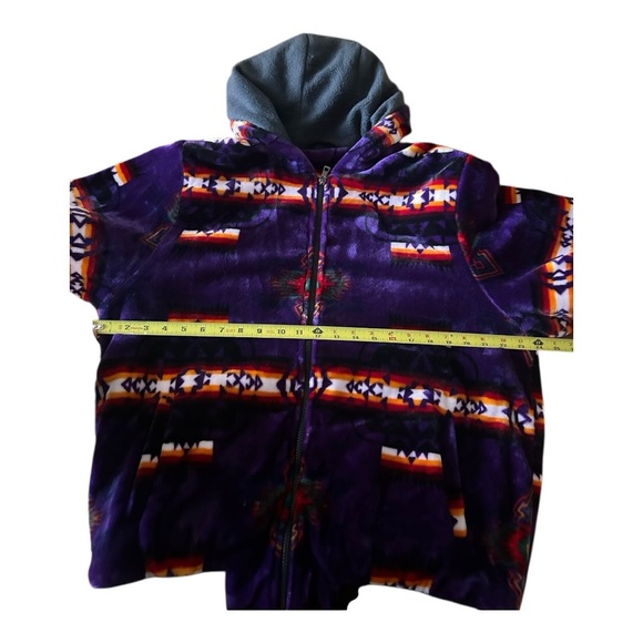 Aztec plush blanket zip up jacket purple SW print Size L/XL - Picture 7 of 12